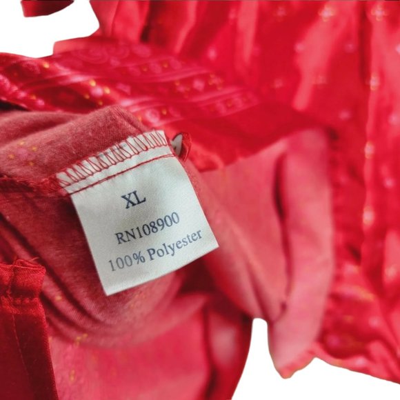 Vintage Bed of Roses Satin Button Up Nightgown XL Red Womens Lingerie - Picture 5 of 6